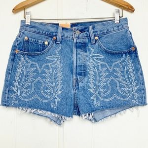 Levi 501 embroidered high waist shorts